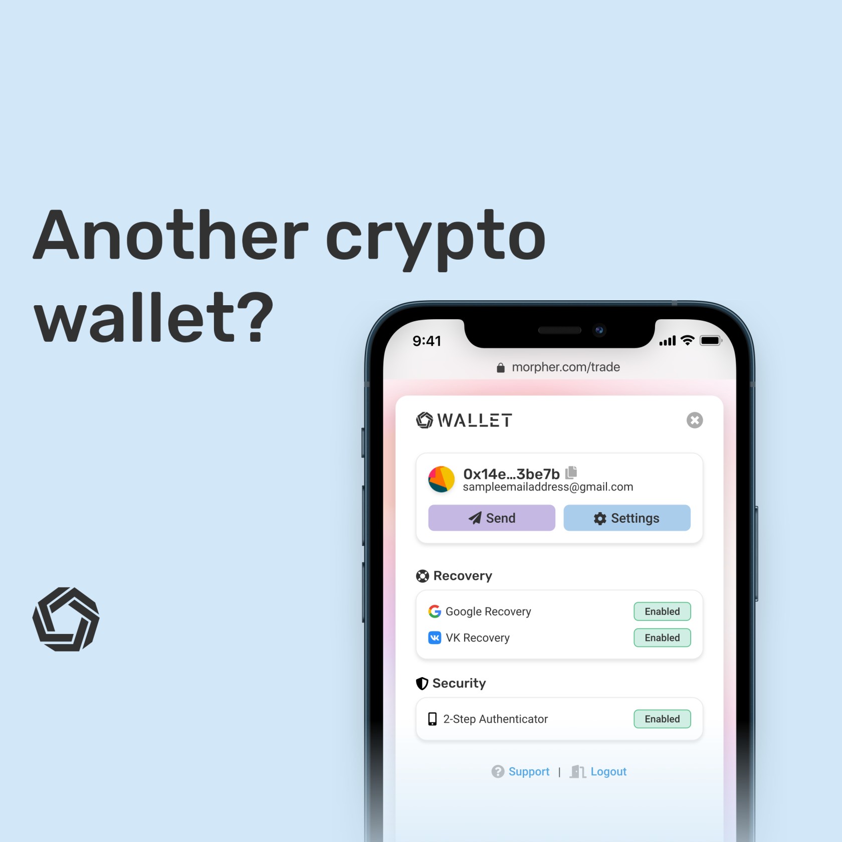 Morpher wallet on iPhone screenshot with recovery and security options. Another crypto wallet?